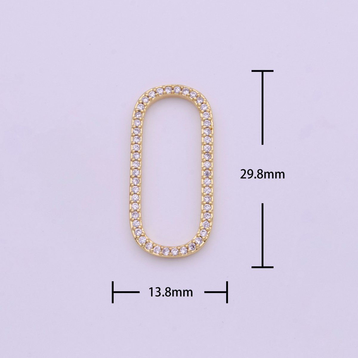 24K Gold Filled 30mm Clear Micro Paved CZ Open Oblong Paperclip Link Jewelry Making Supply | Z-334 - DLUXCA