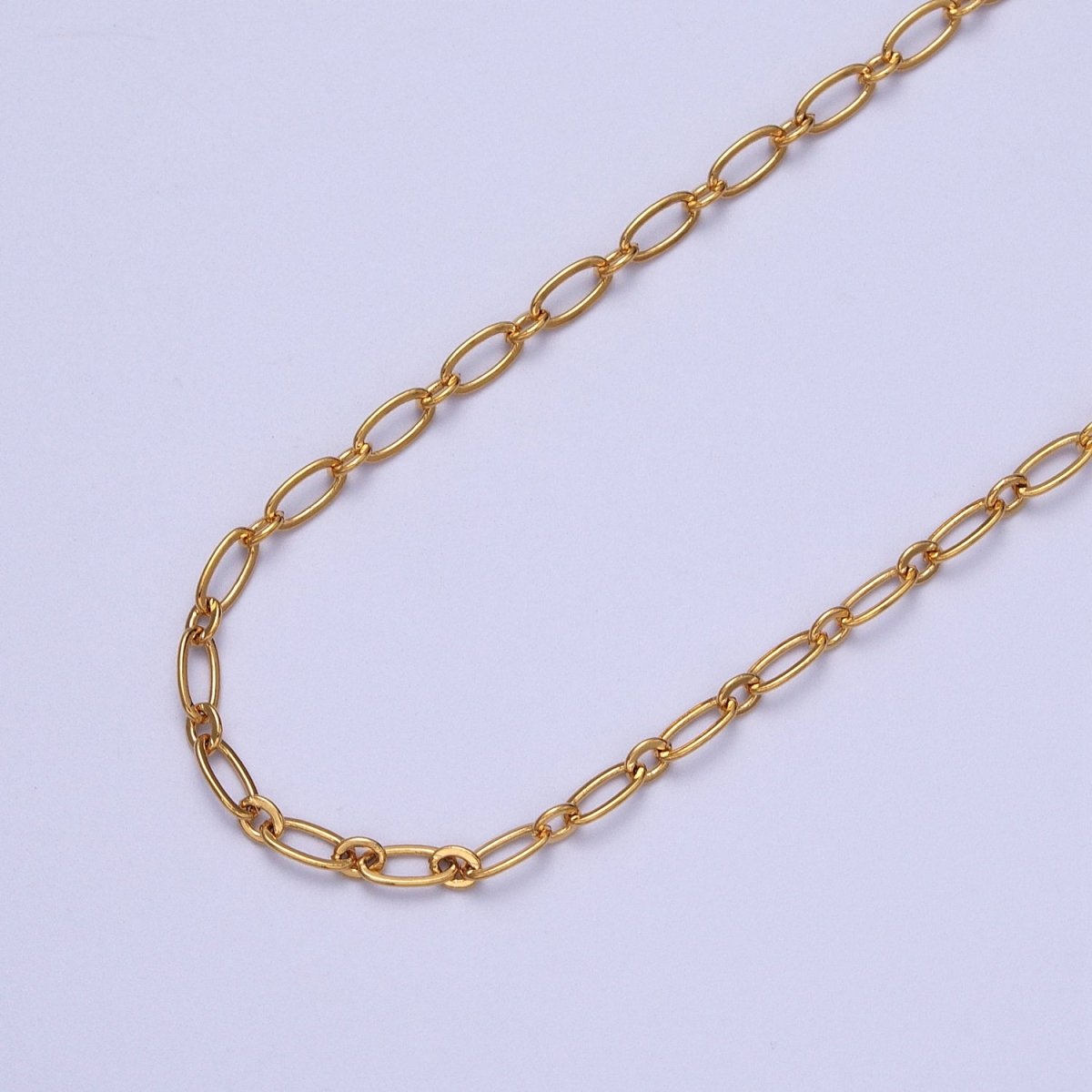 24K Gold Filled 3.2mm Paperclip Chain Cable Link Unfinished Gold, Silver Chain | ROLL-972, ROLL-973 Clearance Pricing - DLUXCA