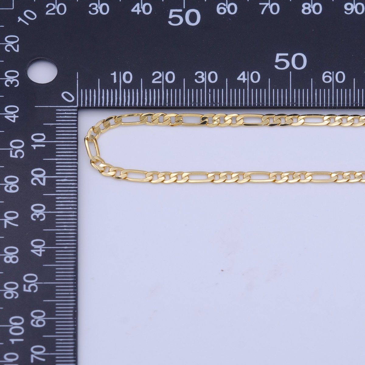 24K Gold Filled 3.3mm Flat Figaro Unfinished Wholesale Chain by Yard | ROLL-1012 Clearance Pricing - DLUXCA