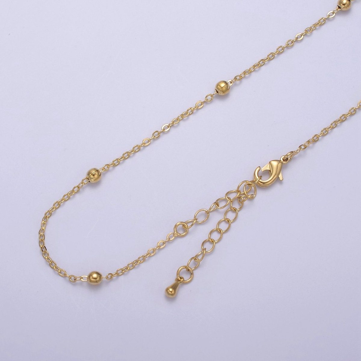 24K Gold Filled 3.4mm Satellite Cable Chain 18 Inch Layering Necklace w. Extender | WA-729 Clearance Pricing - DLUXCA