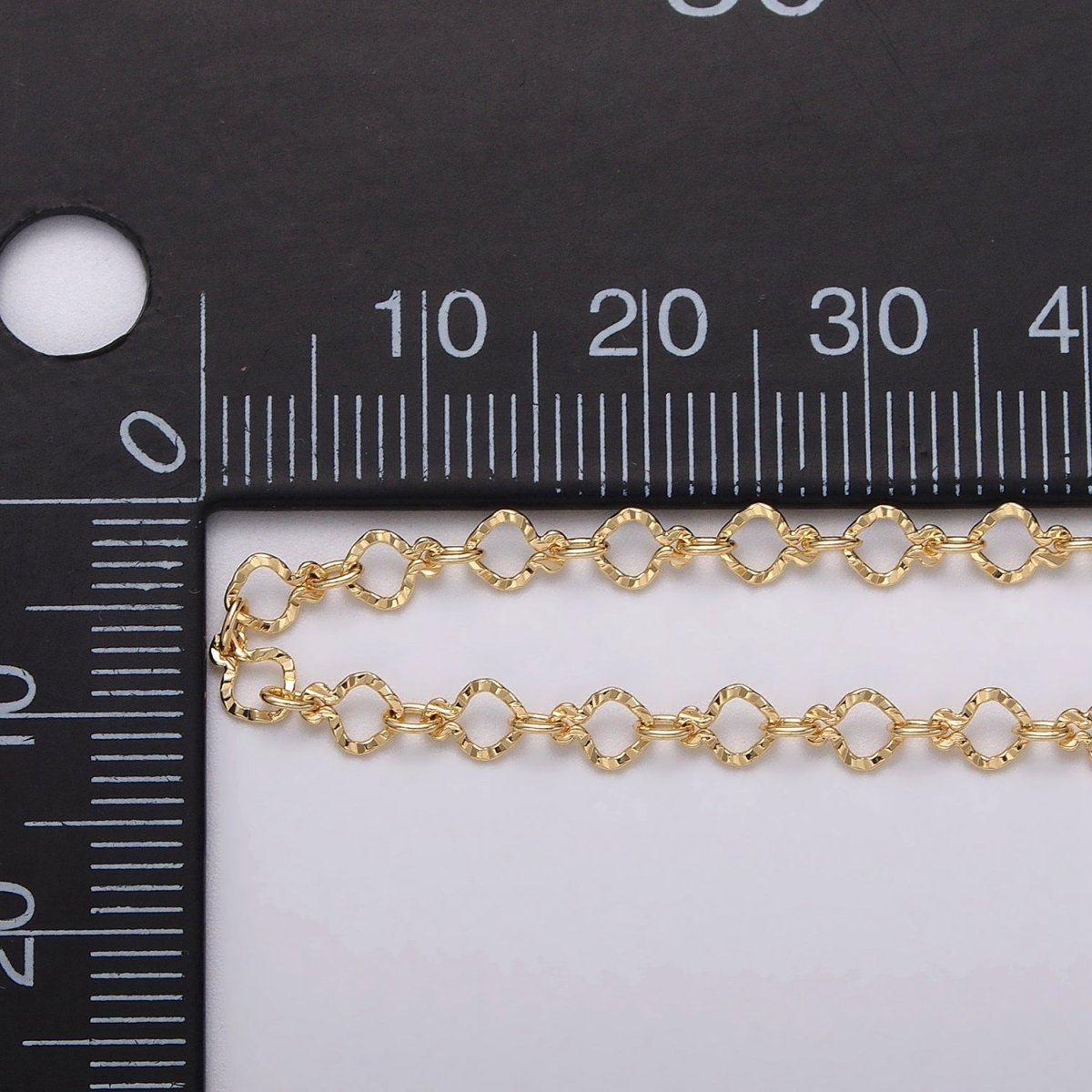 24K Gold Filled 3.5mm Hammered Designed Link Unfinished Chain by Yard in Gold & Silver | ROLL-1063, ROLL-1091 - DLUXCA
