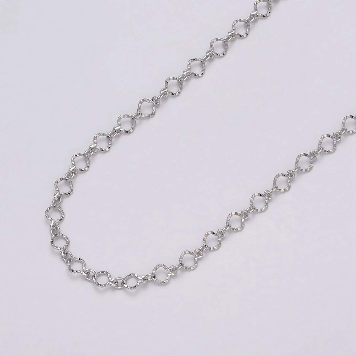 24K Gold Filled 3.5mm Hammered Designed Link Unfinished Chain by Yard in Gold & Silver | ROLL-1063, ROLL-1091 - DLUXCA