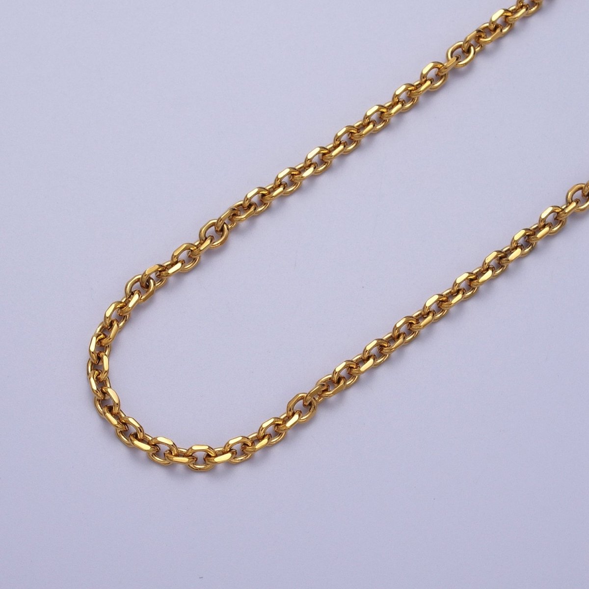 24K Gold Filled 3.8mm Flat Cable Link Gold, Silver Unfinished Chain | ROLL-887 ROLL-888 Clearance Pricing - DLUXCA