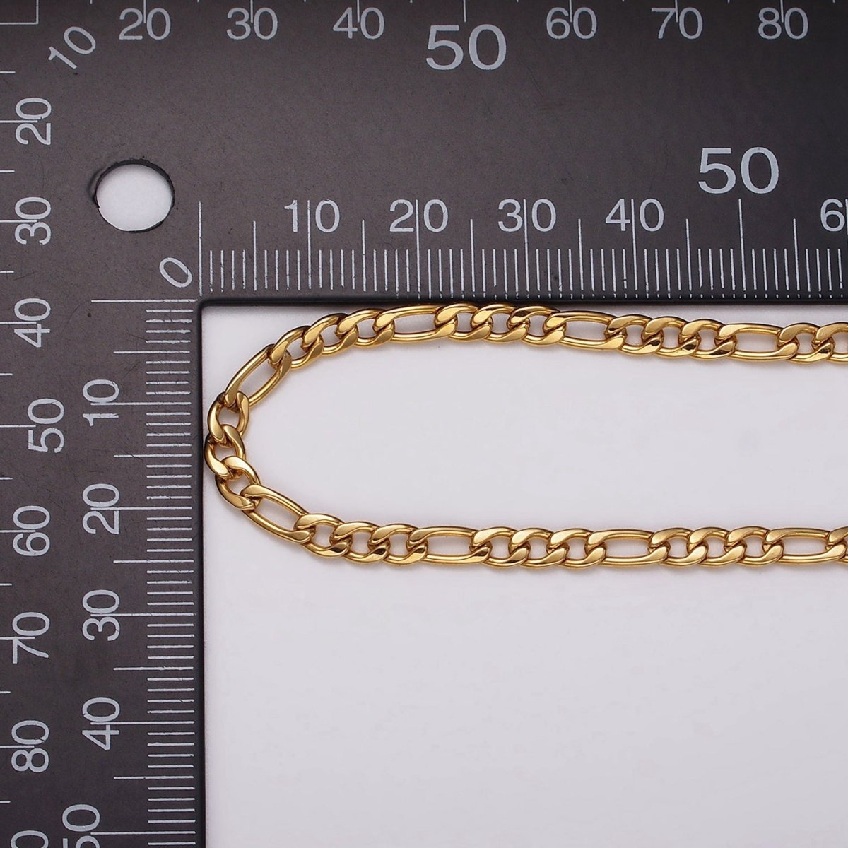 24k Gold Filled 3.8mm Width Figaro Chain Unfinished Chain by Yard Chain Bulk Wholesale | ROLL-1492 - DLUXCA