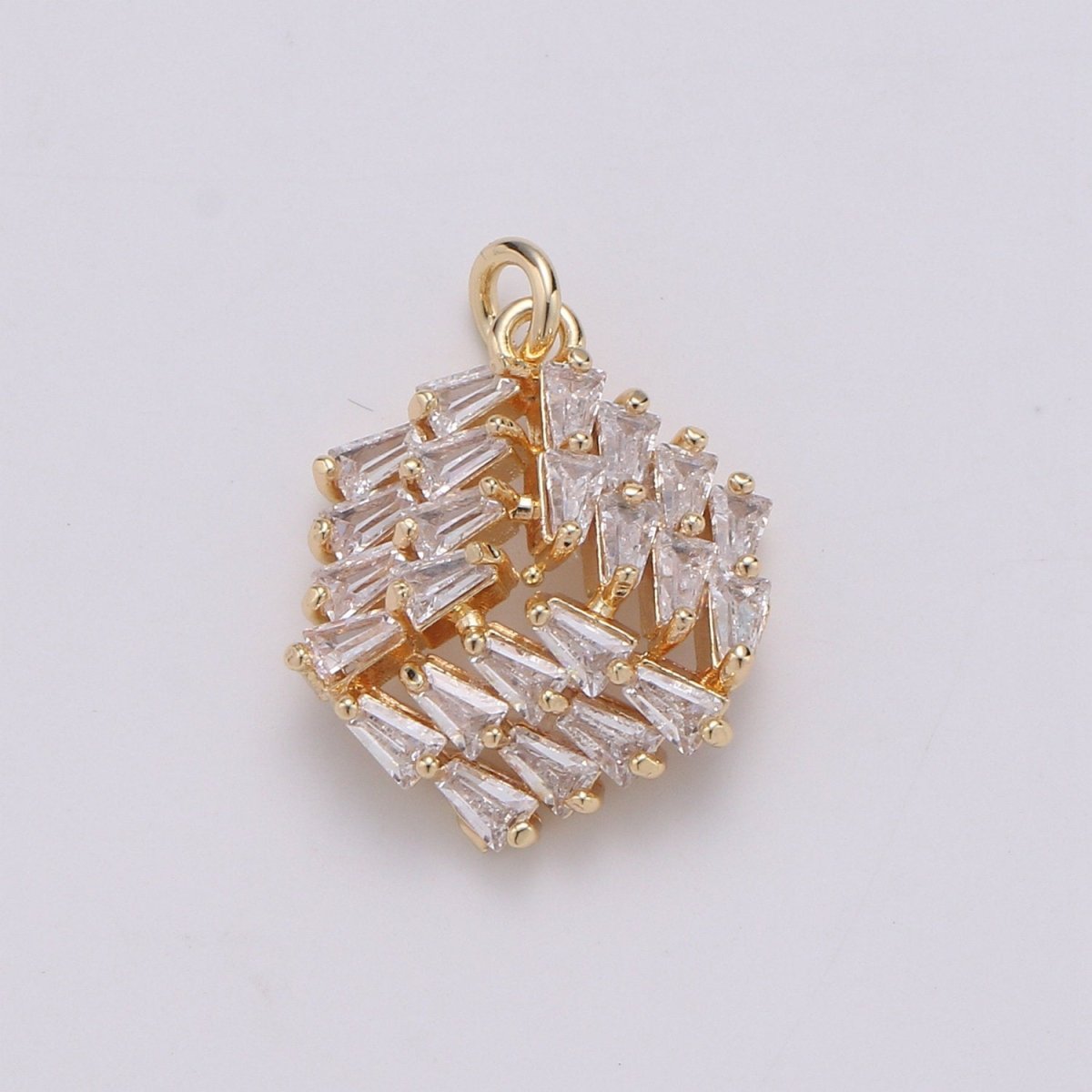 24K Gold Filled 3D Box Baguette Charm, Micro Pave Cubic Zirconia Cube Charm, Clear Cubic Charms, DIY Jewelry Supply E-558 - DLUXCA