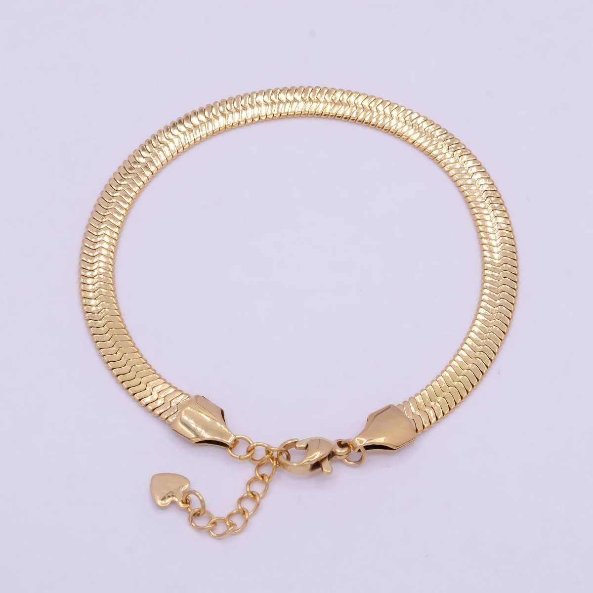 24K Gold Filled 3mm, 4mm, 5mm Herringbone Chain 7 Inch Bracelet | WA-928 WA-929 WA-927 Clearance Pricing - DLUXCA