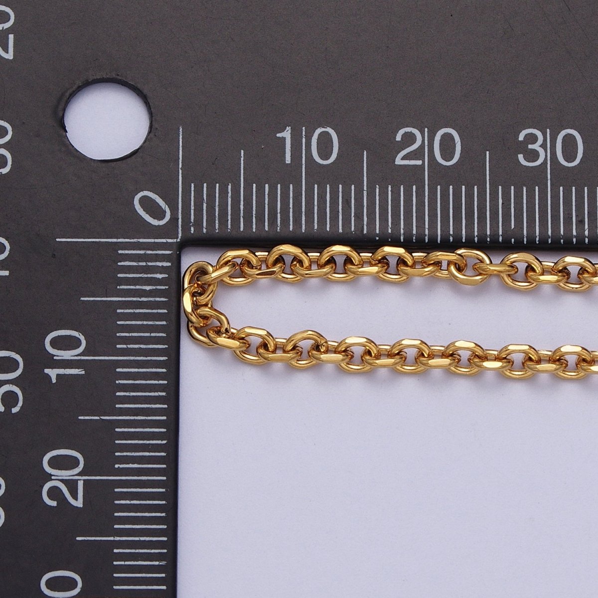 24K Gold Filled 3mm Flat Cable Link Gold, Silver Unfinished Chain | ROLL-889, ROLL-890 Clearance Pricing - DLUXCA