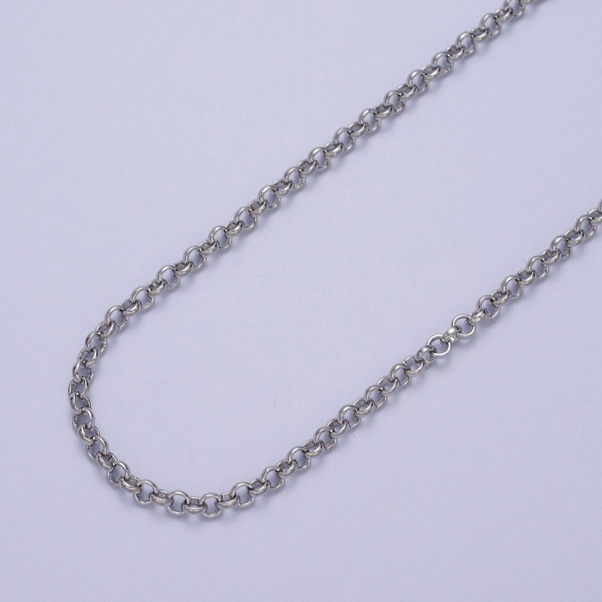 24K Gold Filled 3mm Round Rolo Unfinished Chain in Gold & Silver | ROLL-881, ROLL-882 Clearance Pricing - DLUXCA