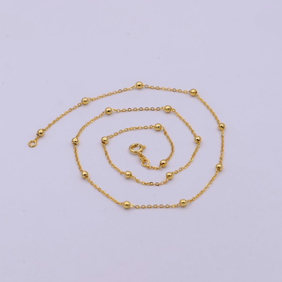 24K Gold Filled 3mm Satellite Bead Cable 20 Inch Layering Chain Necklace | WA-2155 Clearance Pricing - DLUXCA