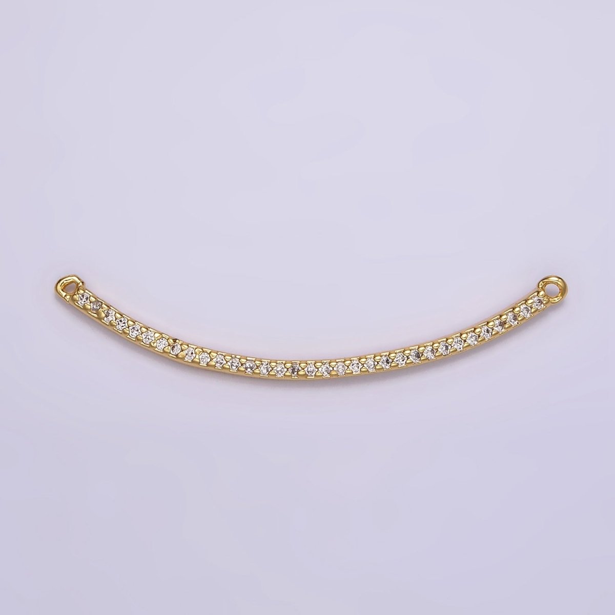 24K Gold Filled 40mm Clear Micro Paved CZ Curved Band Connector | G801 - DLUXCA