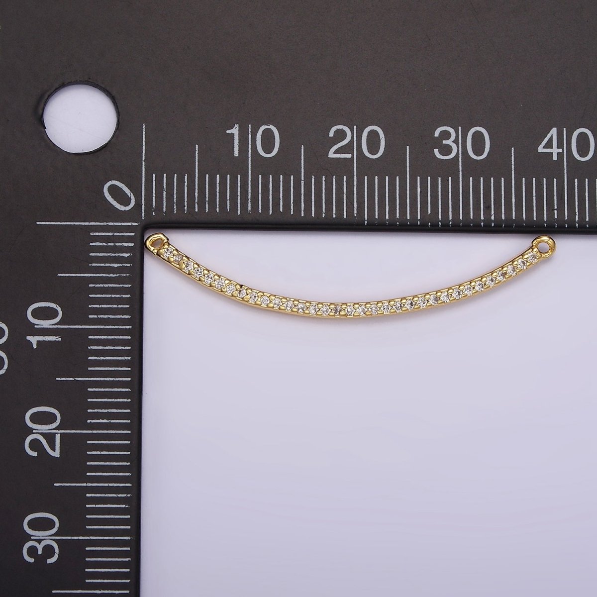 24K Gold Filled 40mm Clear Micro Paved CZ Curved Band Connector | G801 - DLUXCA