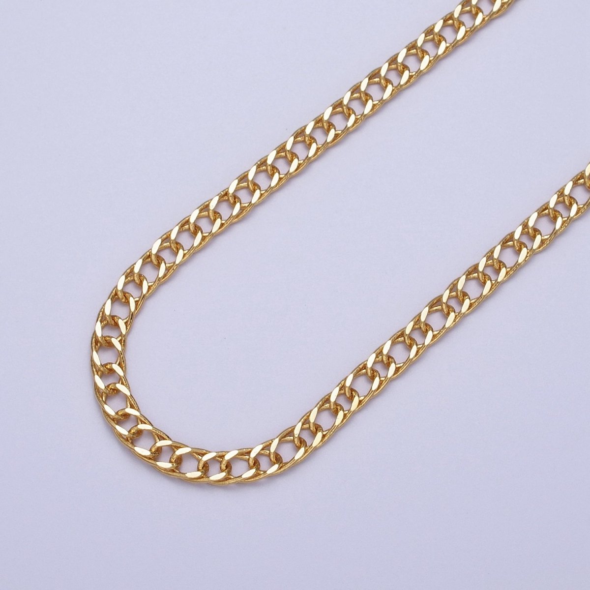 24K Gold Filled 4.5mm Flat Curb Oval Link Unfinished Statement Chain by Yard | ROLL-1068 Clearance Pricing - DLUXCA