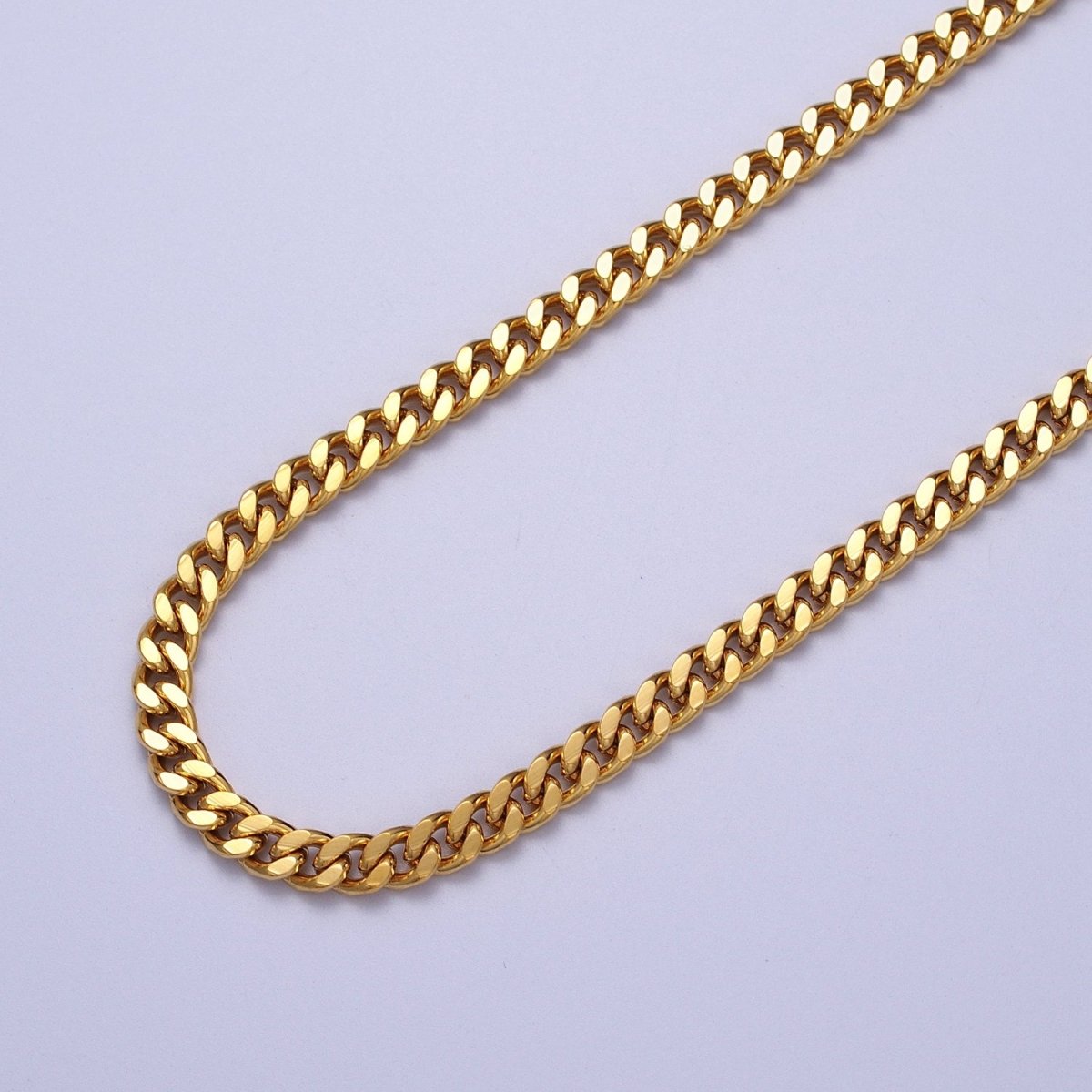 24K Gold Filled 4.6mm Concave Flat Cuban Curb Unfinished Gold, Silver Chain | ROLL-909, ROLL-910 Clearance Pricing - DLUXCA