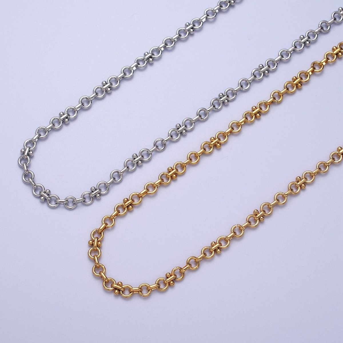 24K Gold Filled 4.8mm Double Rolo Designed Statement Unfinished Chain in Gold & Silver | ROLL-895, ROLL-896 Clearance Pricing - DLUXCA