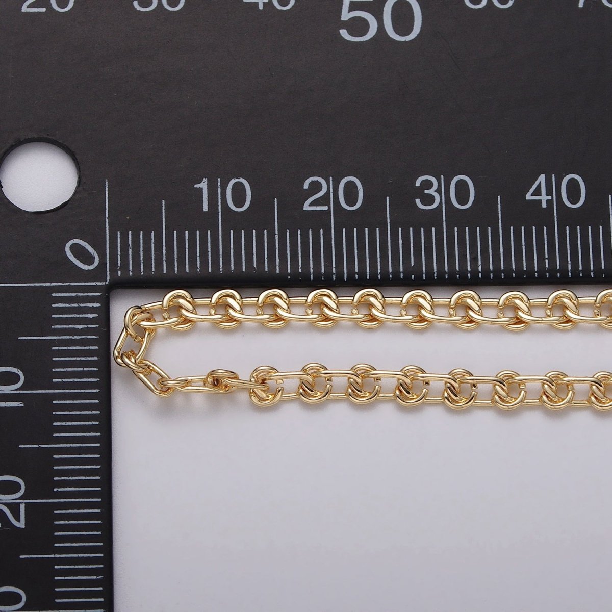 24K Gold Filled 4mm, 5mm, 6mm Twist Geometric Designed 5mm Unfinished Chain by Yard in Gold & Silver | ROLL-1038 Clearance Pricing - DLUXCA