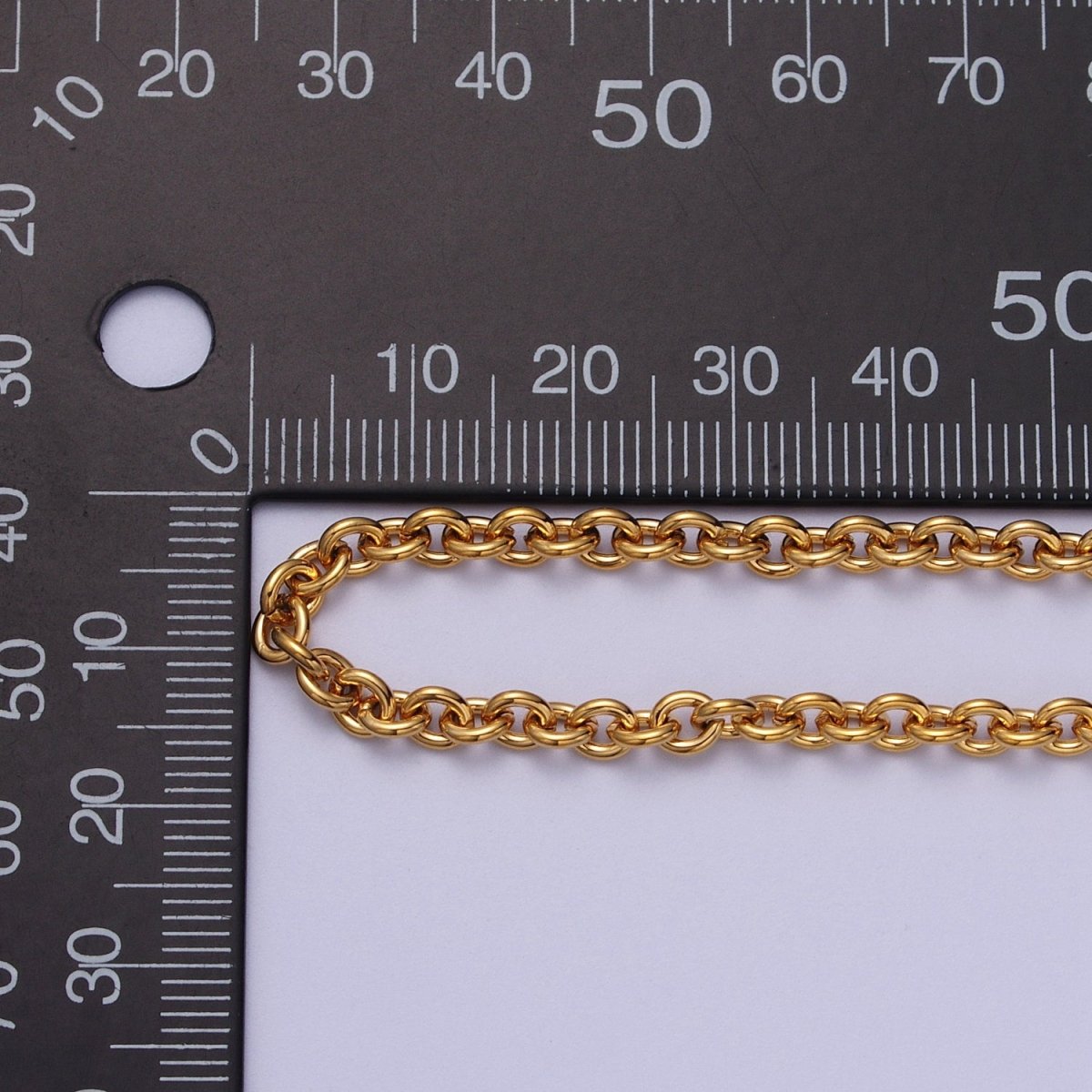 24K Gold Filled 4mm Cable Rolo Unfinished Chain in Gold & Silver | ROLL-990, ROLL-991 Clearance Pricing - DLUXCA