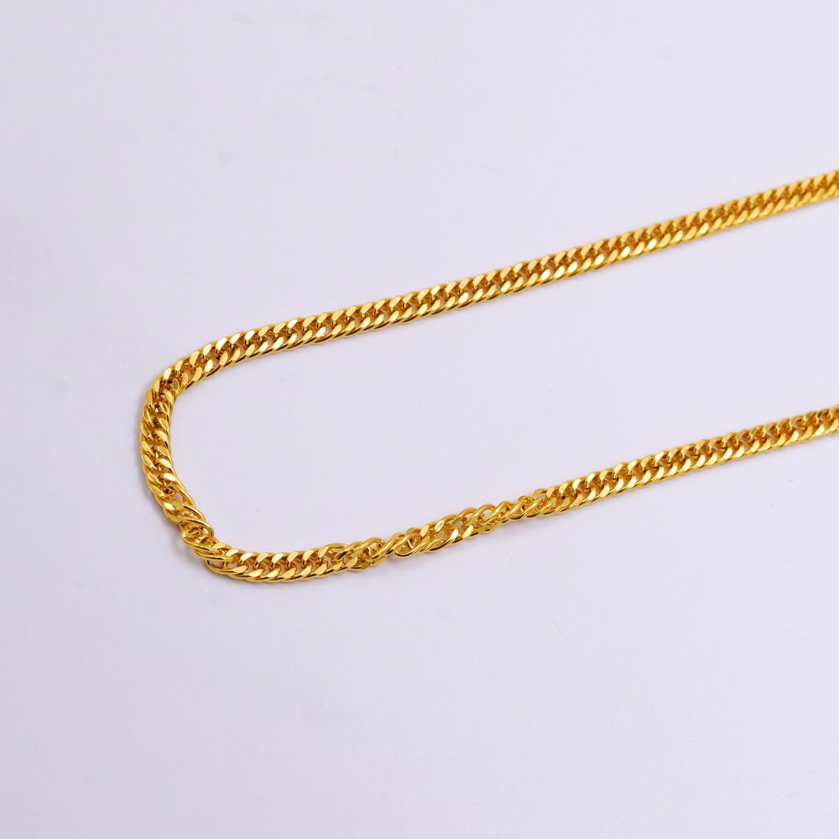 24K Gold Filled 4mm Concave Curb 20 Inch Necklace | WA-2446 - DLUXCA