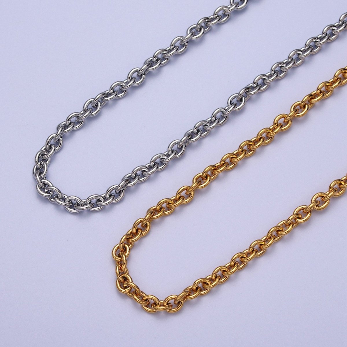 24K Gold Filled 5.2mm Cable Unfinished Statement Chain in Gold & Silver | ROLL-964, ROLL-965 Clearance Pricing - DLUXCA