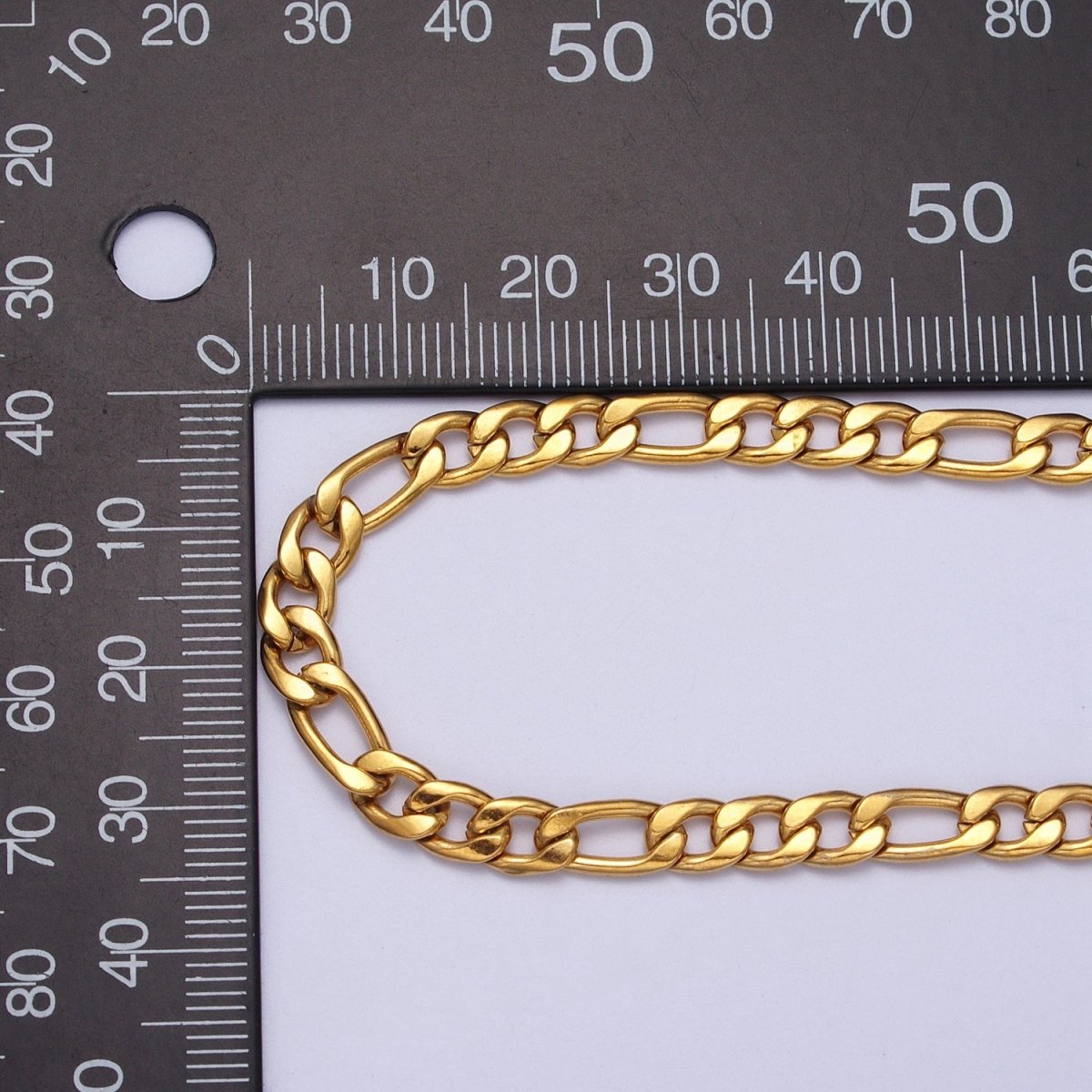 24K Gold Filled 5.3mm Flat Figaro Gold & Silver Unfinished Chain | ROLL-931, ROLL-932 Clearance Pricing - DLUXCA