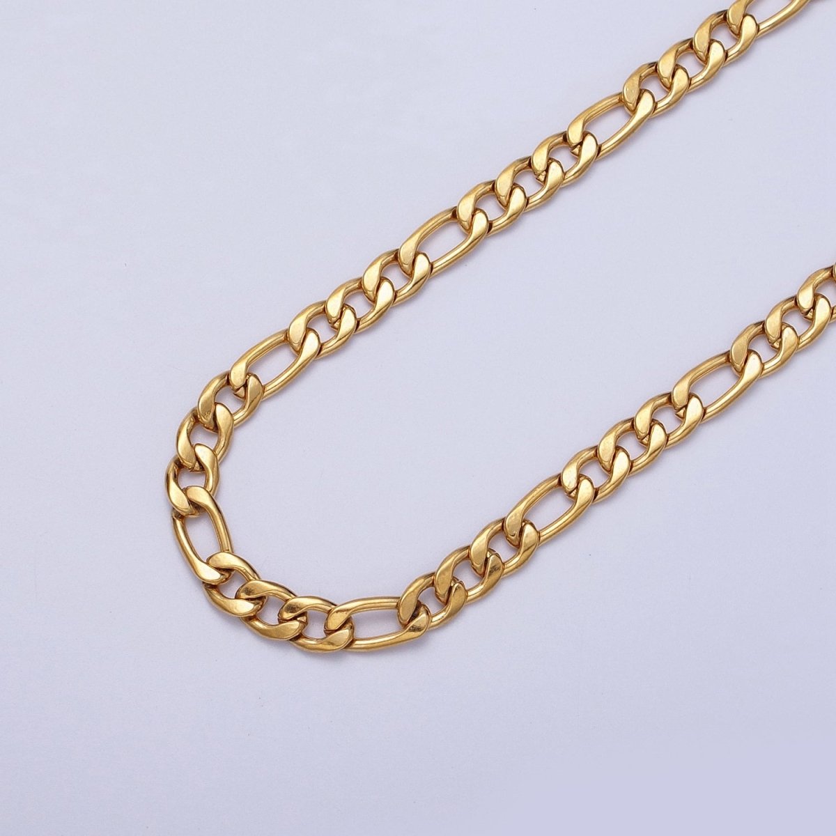 24K Gold Filled 5.3mm Flat Figaro Gold & Silver Unfinished Chain | ROLL-931, ROLL-932 Clearance Pricing - DLUXCA