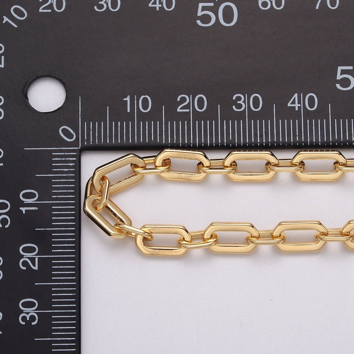 24k Gold Filled 5.5mm Hexagonal PaperClip Cable Link Unfinished Chain in Gold & Silver | ROLL-1122 ROLL-1205 Clearance Pricing - DLUXCA