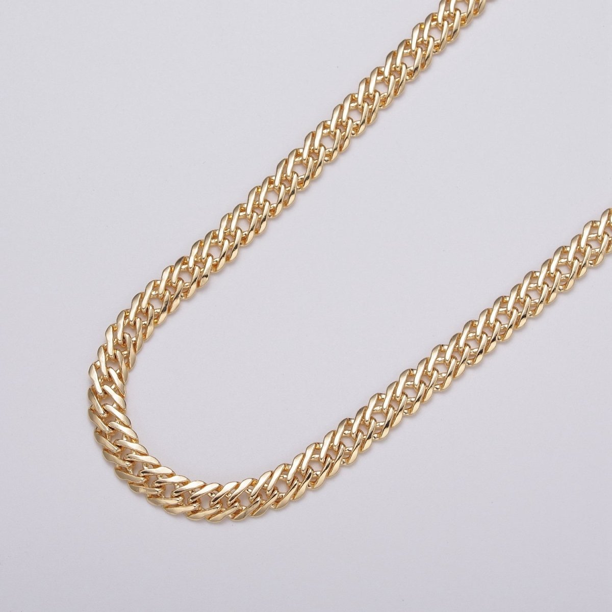 24k Gold Filled 5mm, 8mm Diamond-Cut Flat Double Curb Unfinished Designed Chain by Yard in Gold & Silver | ROLL-1050, -1047, -1103, -1105 Clearance Pricing - DLUXCA