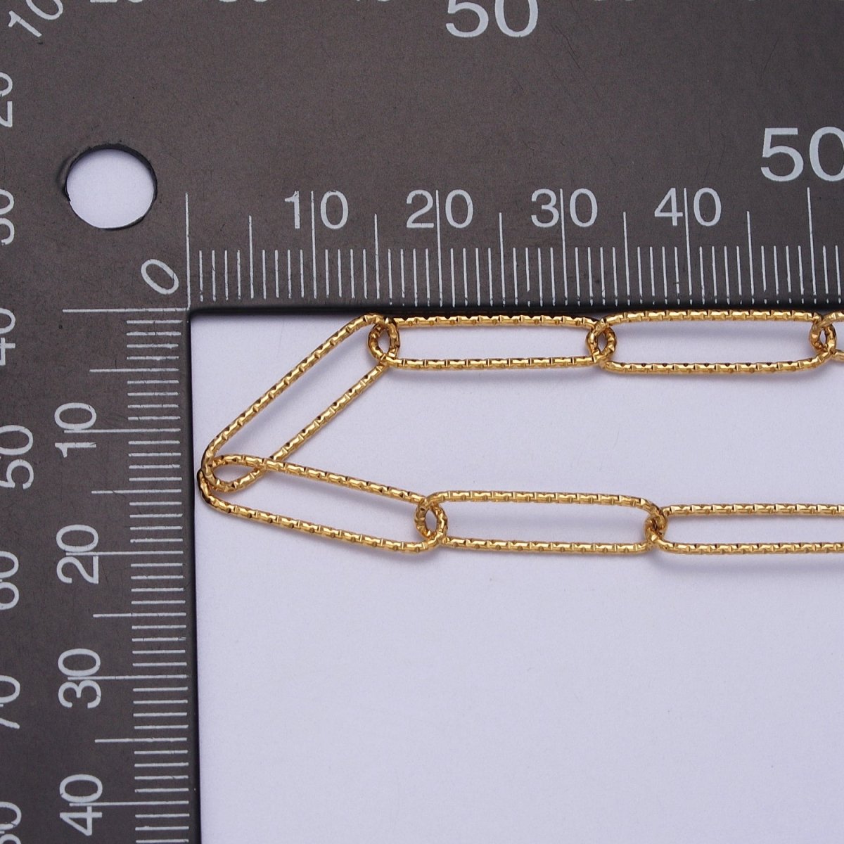 24K Gold Filled 5mm Textured Paperclip Gold, Silver Unfinished Chain | ROLL-927 ROLL-928 Clearance Pricing - DLUXCA