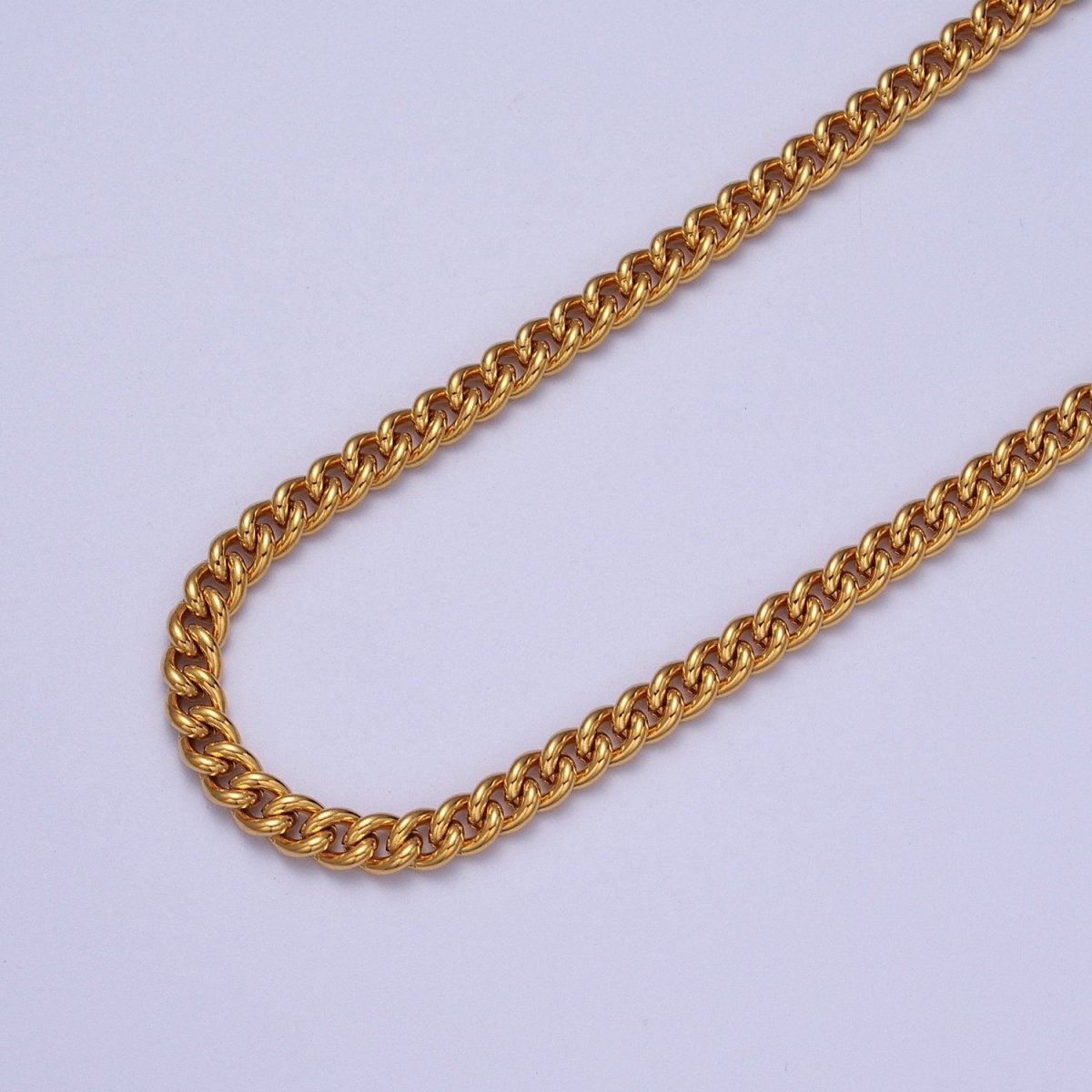 24K Gold Filled 5mm Width Curb Gold, Silver Unfinished Chain | ROLL-978, ROLL-979 Clearance Pricing - DLUXCA