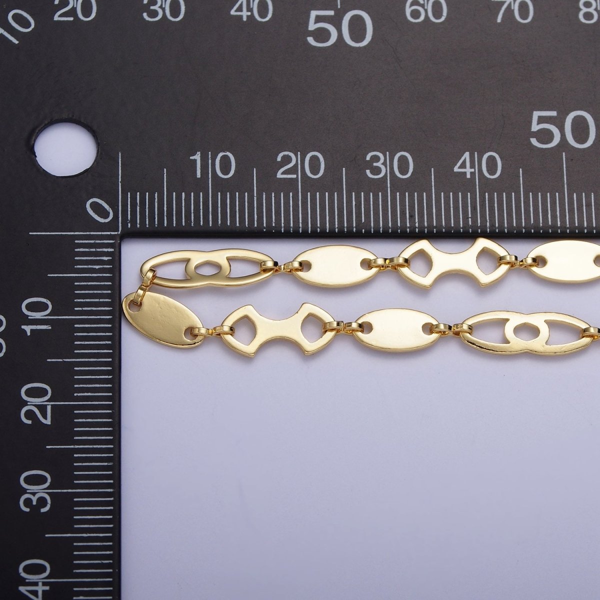 24K Gold Filled 6.5mm Designed Anchor Unfinished Bulk Chain For Jewelry Making | ROLL-863 Clearance Pricing - DLUXCA