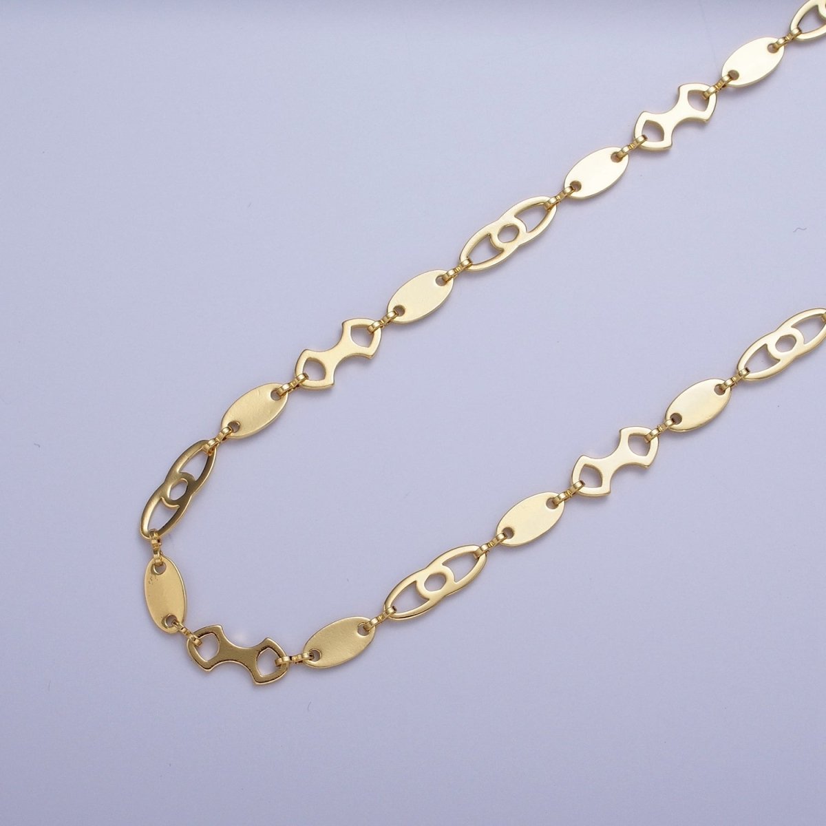 24K Gold Filled 6.5mm Designed Anchor Unfinished Bulk Chain For Jewelry Making | ROLL-863 Clearance Pricing - DLUXCA