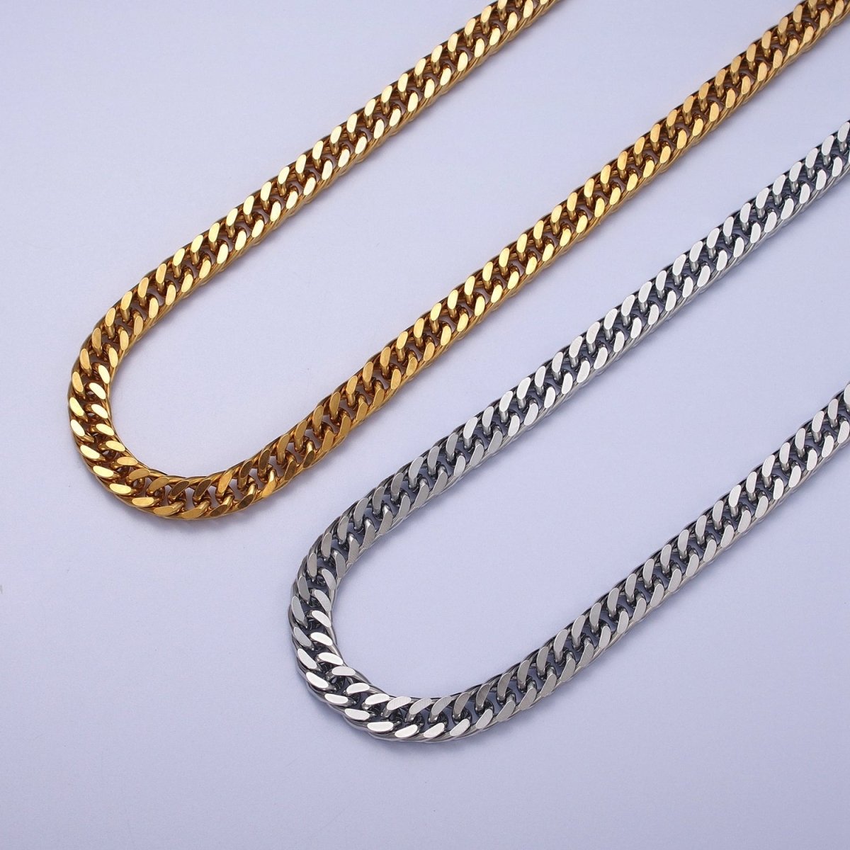 24K Gold Filled 6mm Boxy Square Curb Gold & Silver Unfinished Chain | ROLL-933 ROLL-934 Clearance Pricing - DLUXCA
