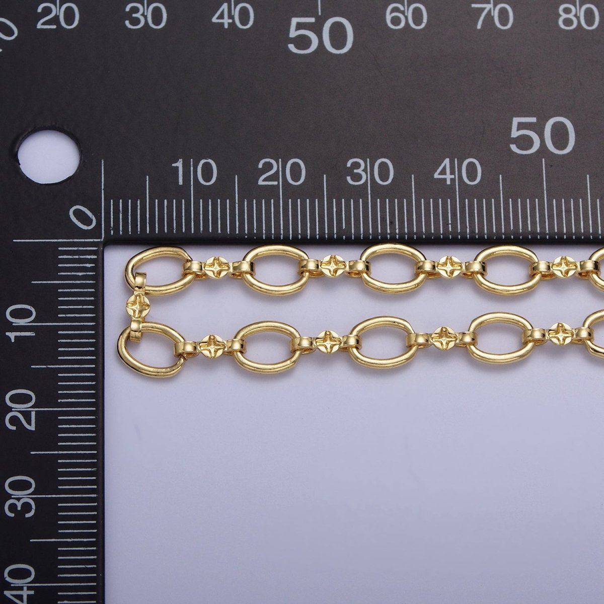 24K Gold Filled 6mm Cable Engraved Figure Eight Link Unfinished Unique Chain by Yard | ROLL-848 Clearance Pricing - DLUXCA