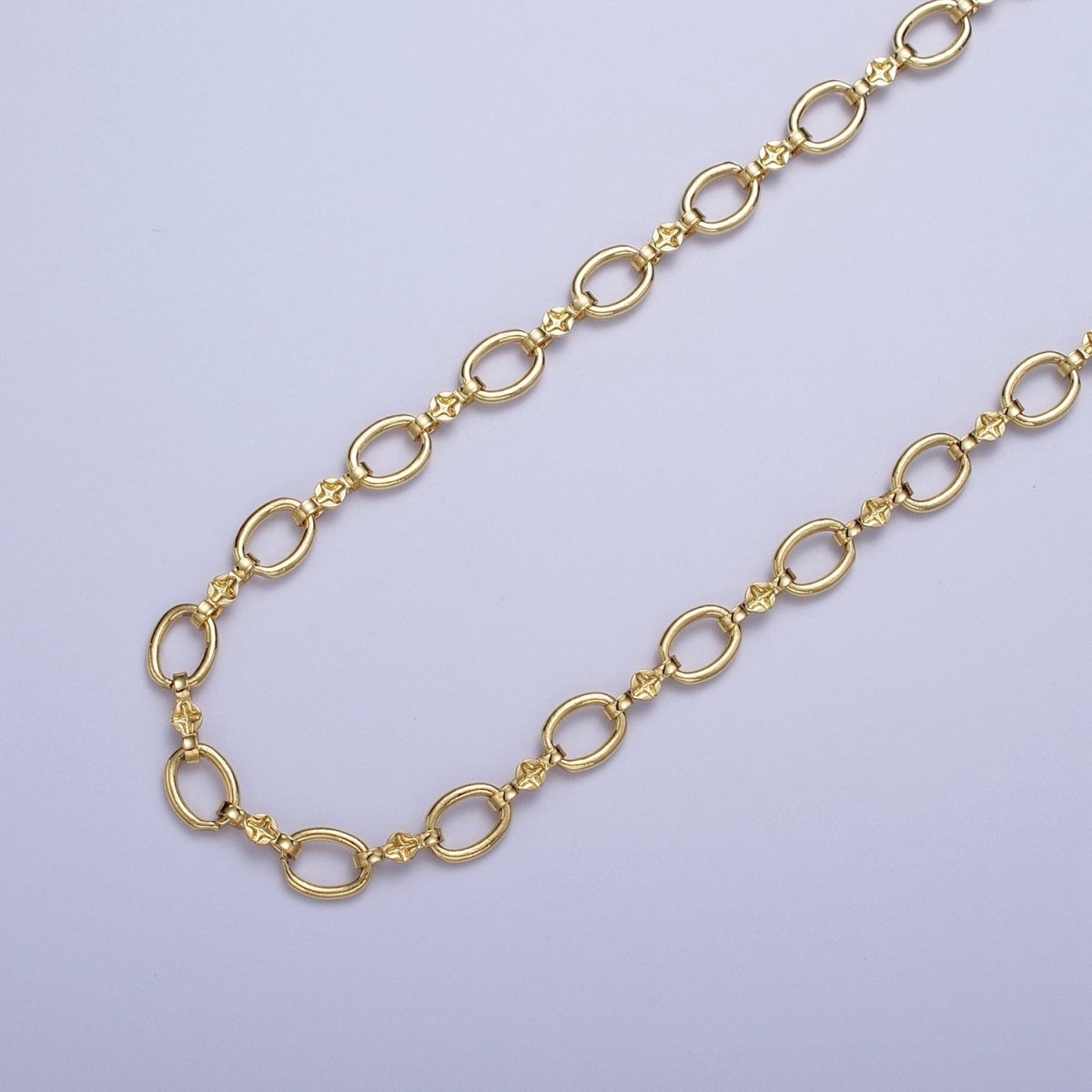 24K Gold Filled 6mm Cable Engraved Figure Eight Link Unfinished Unique Chain by Yard | ROLL-848 Clearance Pricing - DLUXCA