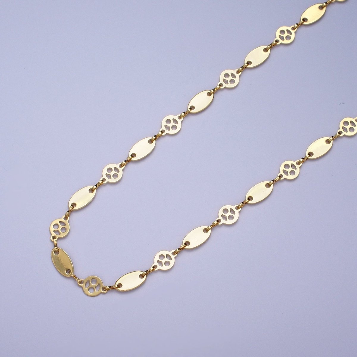 24K Gold Filled 6mm Designed Round Anchor Bulk Unfinished Chain For Jewelry Making | ROLL-862 Clearance Pricing - DLUXCA