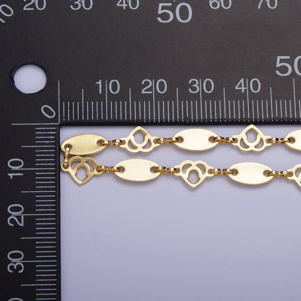 24K Gold Filled 6mm Designed Round Anchor Heart Bulk Unfinished Chain For Jewelry Making | ROLL-858 Clearance Pricing - DLUXCA