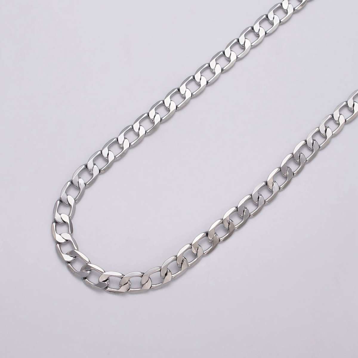 24k Gold Filled 6mm Flat Concave Curb Unfinished Chain by Yard in Gold & Silver | ROLL-1054, ROLL-1106 Clearance Pricing - DLUXCA