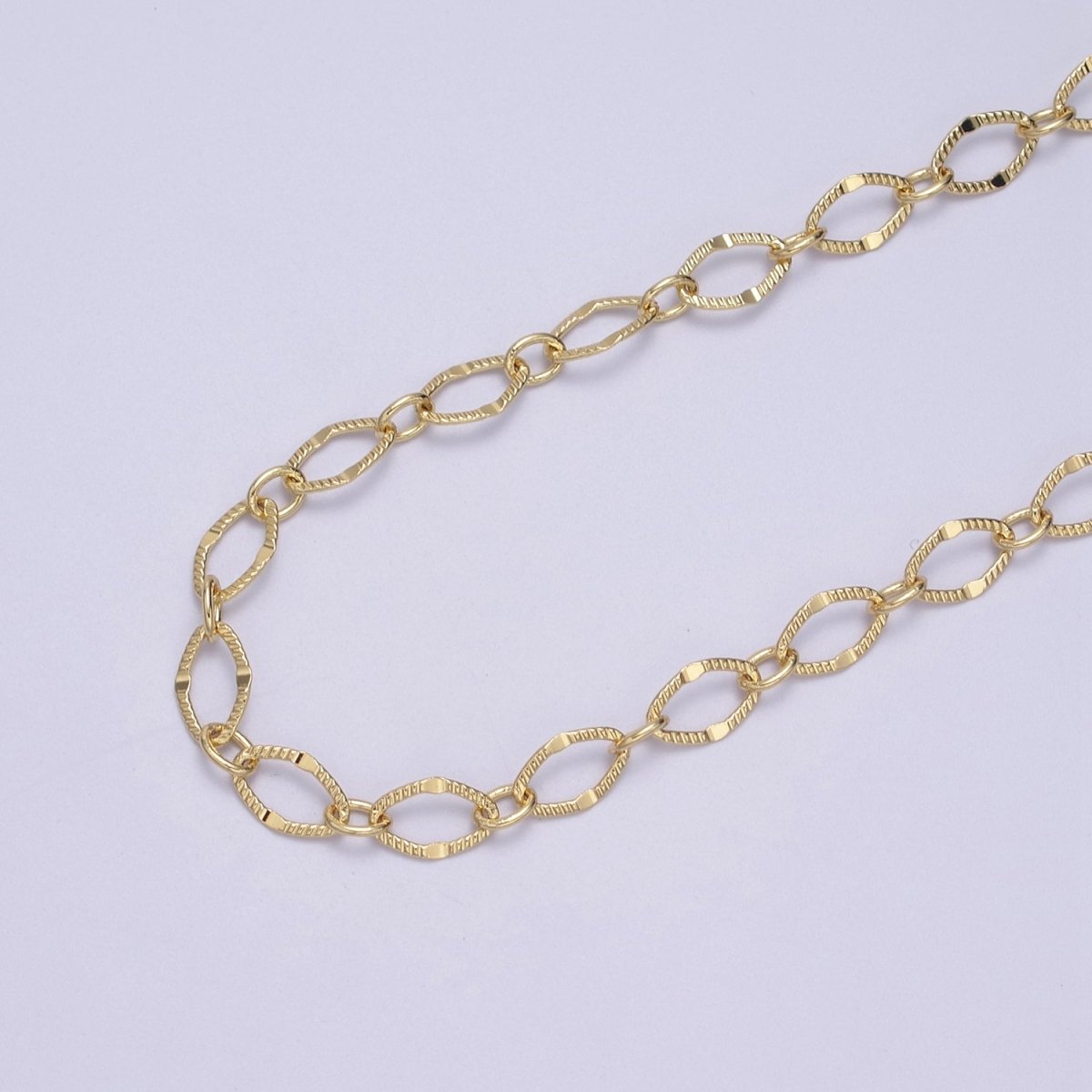 24K Gold Filled 6mm Width Textured Cable Chain, Silver Unique Cable Wholesale Bulk Chain For Jewelry Making | ROLL-596, ROLL-597 Clearance Pricing - DLUXCA