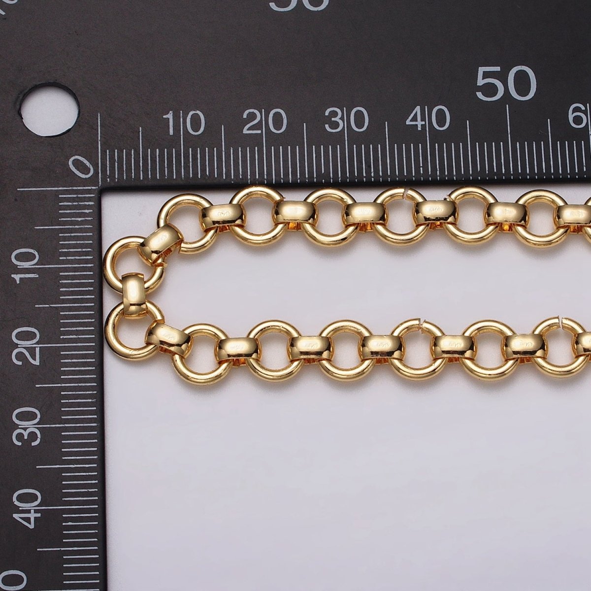 24k Gold Filled 7.5mm Round Rolo Unfinished Chain by Yard in Gold & Silver | ROLL-1147 ROLL-1148 Clearance Pricing - DLUXCA