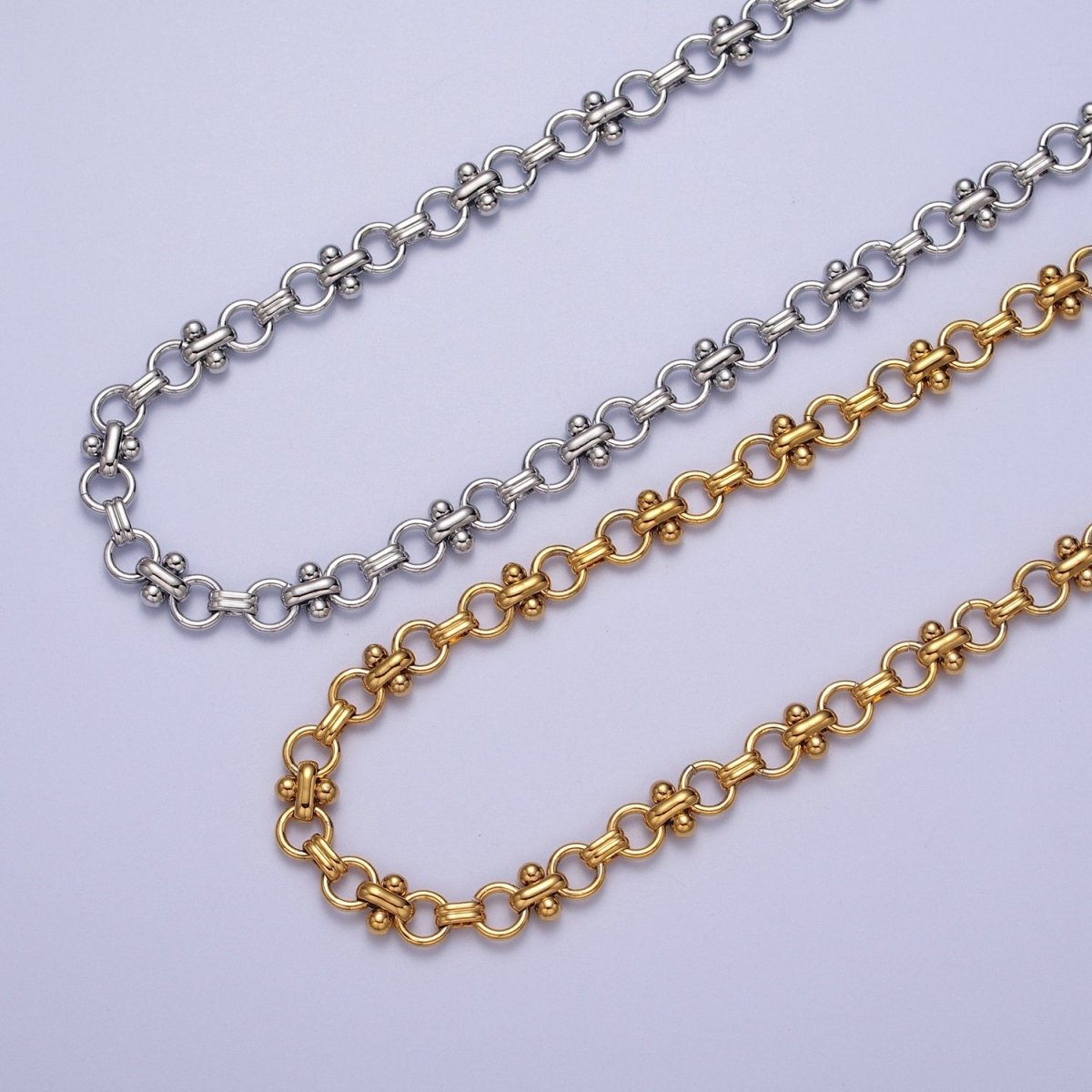 24K Gold Filled 7mm Double Rolo Designed Statement Unfinished Chain in Gold & Silver | ROLL-893 ROLL-894 Clearance Pricing - DLUXCA