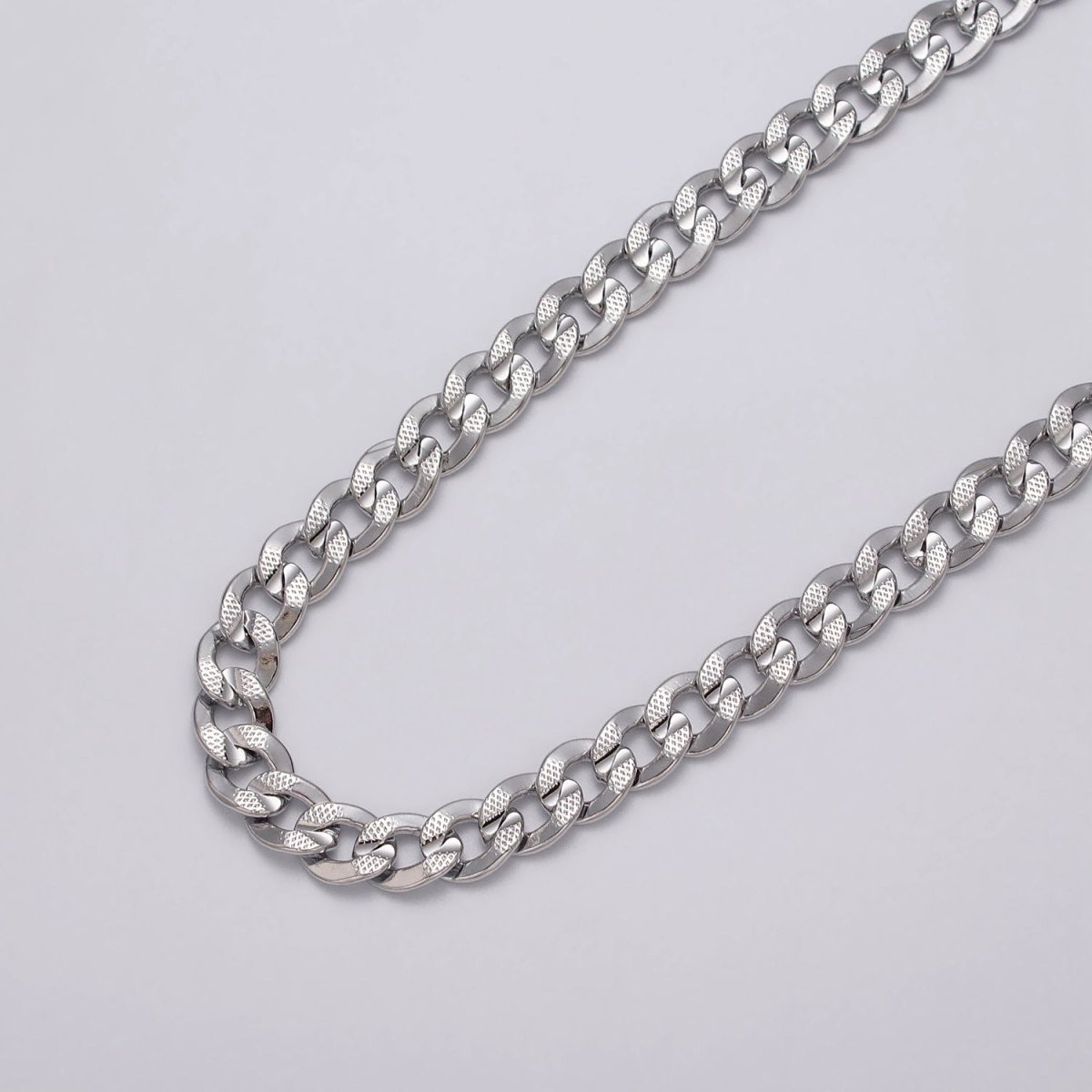 24k Gold Filled 8.5mm Unique Dotted Concave Flat Curb Unfinished Statement Chain in Gold & Silver | ROLL-1052, ROLL-1080 Clearance Pricing - DLUXCA