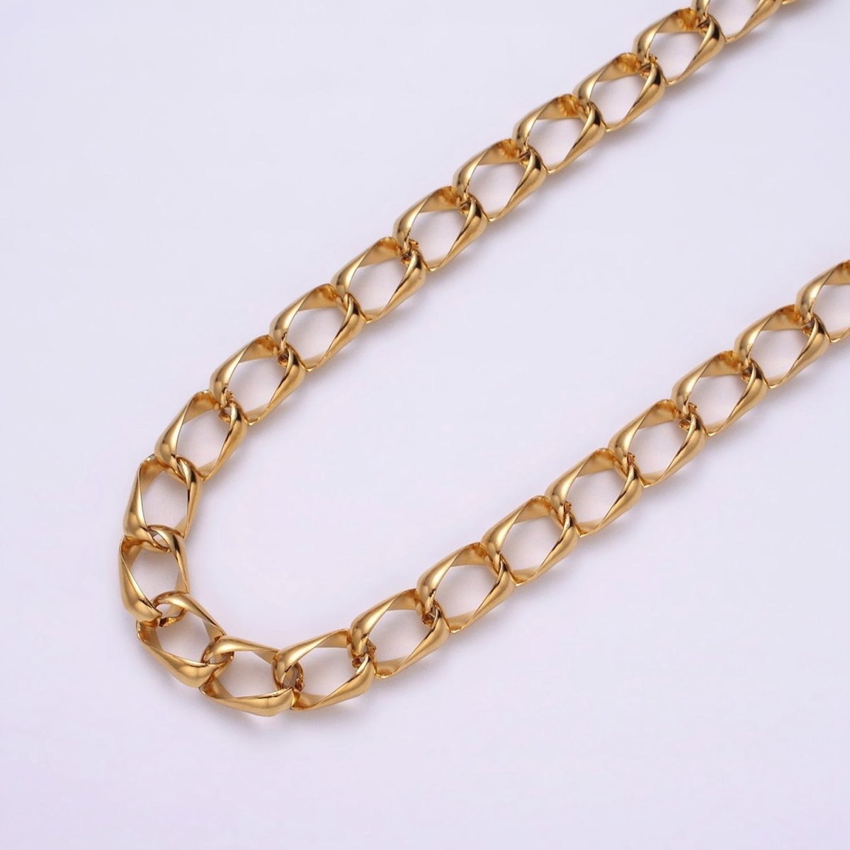 24k Gold Filled 8.8mm Unique Cable Chain Link Unfinished Yard Chain in Gold & Silver | ROLL-1303 ROLL-1304 Clearance Pricing - DLUXCA