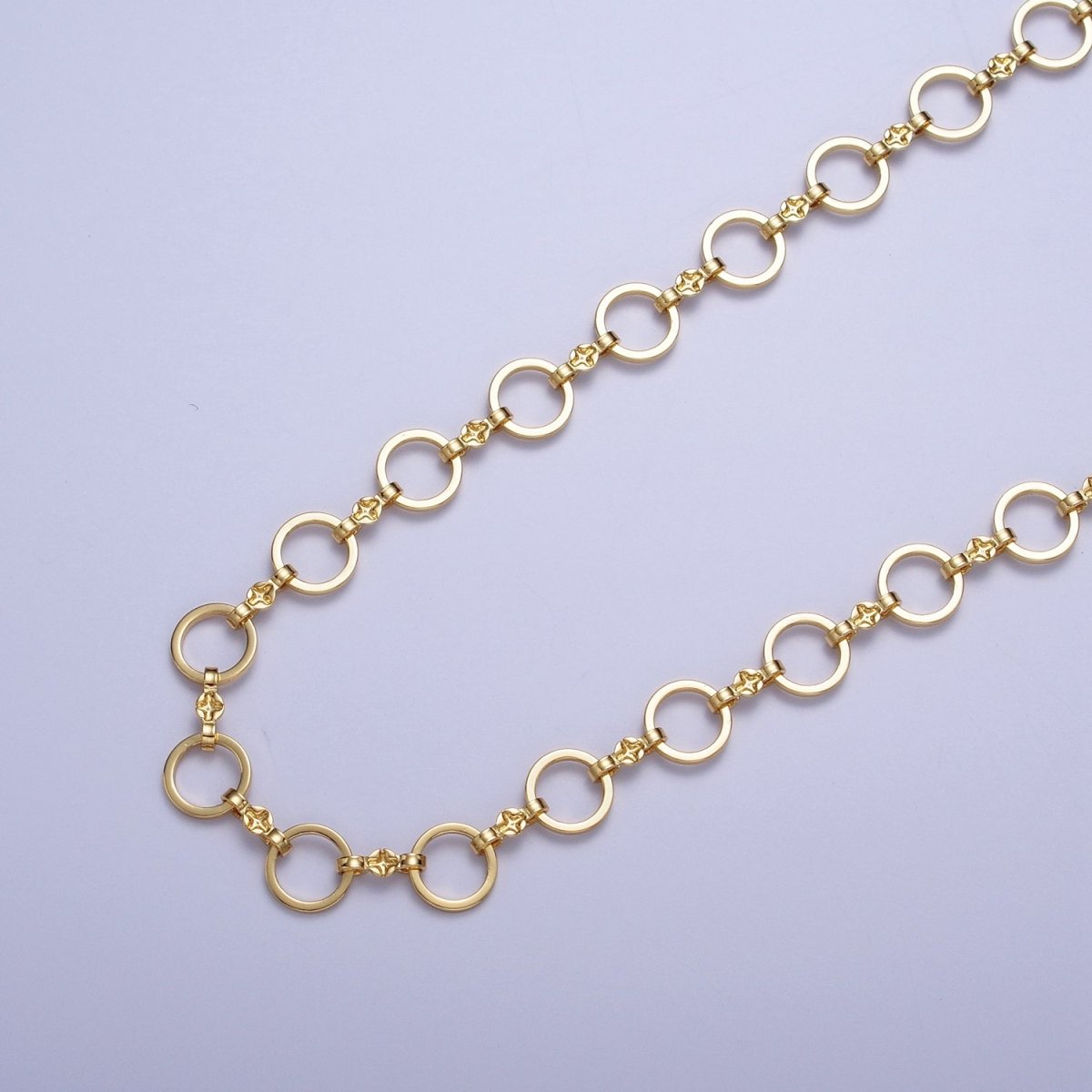 24K Gold Filled 8mm Rolo Engraved Figure Eight Link Unfinished Unique Chain by Yard | ROLL-850 Clearance Pricing - DLUXCA