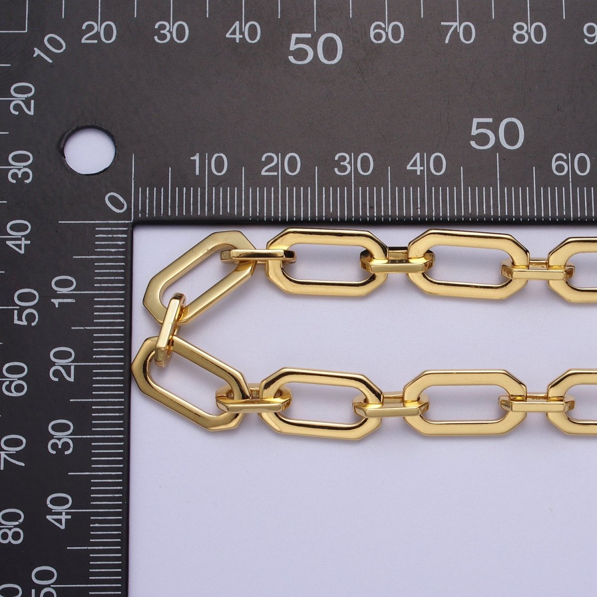 24K Gold Filled 9mm Paperclip Hexagonal Unique Statement Unfinished Chain For Jewelry Making | ROLL-1345 Clearance Pricing - DLUXCA
