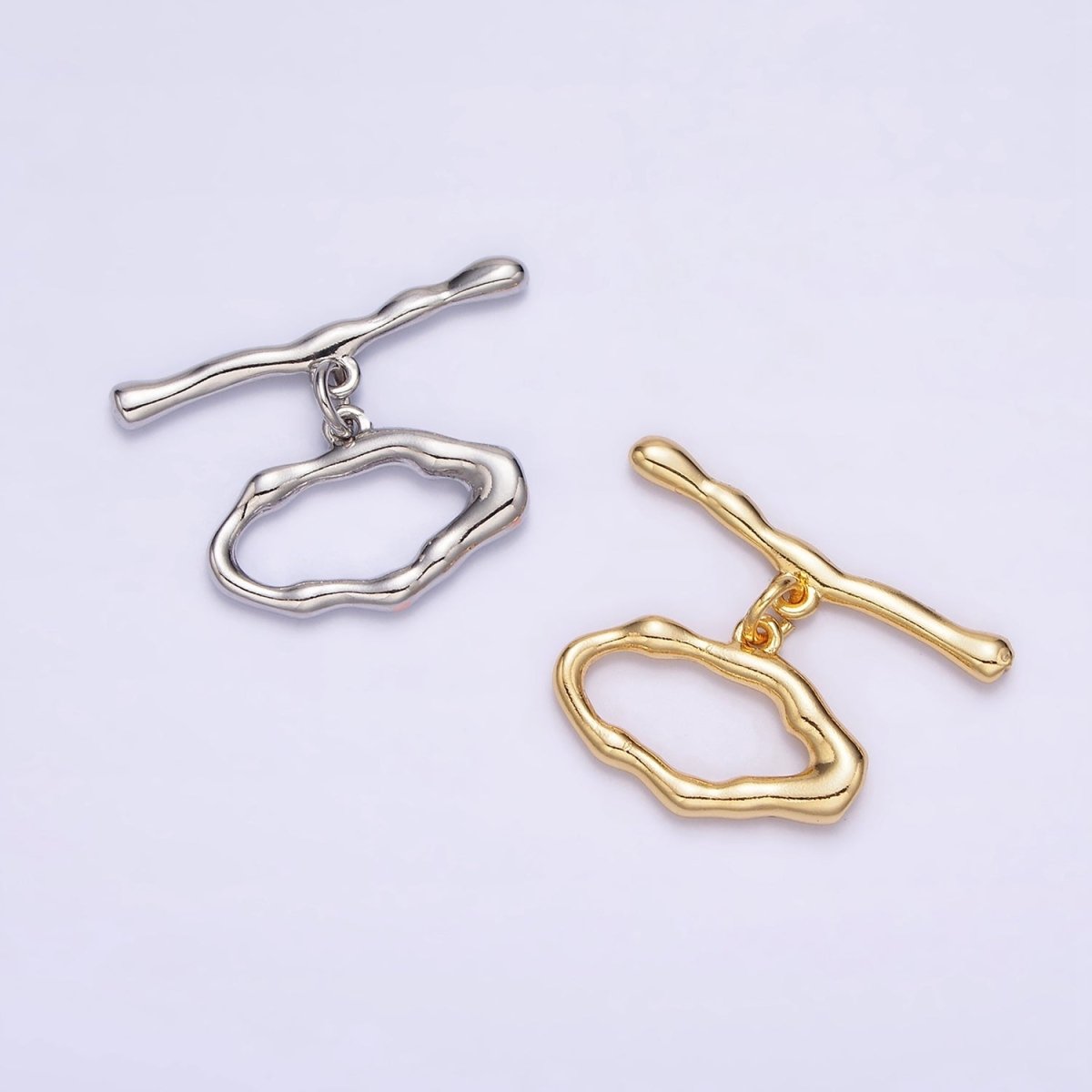 24K Gold Filled Abstract Molten OT Toggle Clasps Closure Jewelry Supply in Silver & Gold | Z-440 Z-441 - DLUXCA