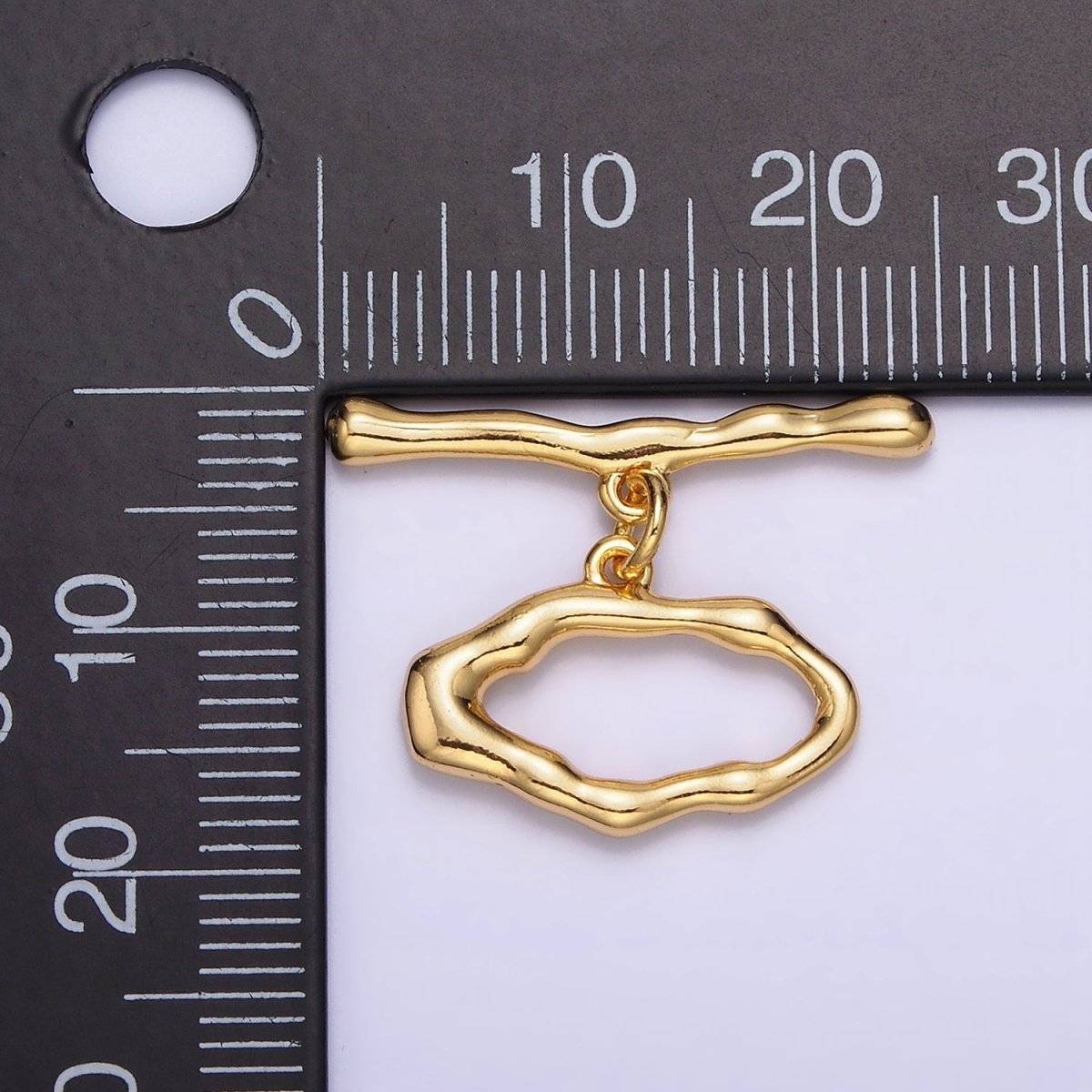 24K Gold Filled Abstract Molten OT Toggle Clasps Closure Jewelry Supply in Silver & Gold | Z-440 Z-441 - DLUXCA