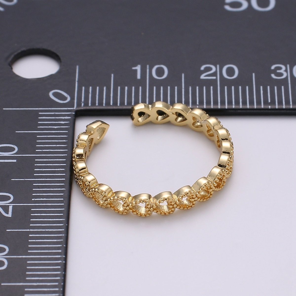 24k Gold Filled Adjustable Open Ring Heart Ring Love Ring With Micro CZ Stones For Jewelry Making Supplies R329 - DLUXCA