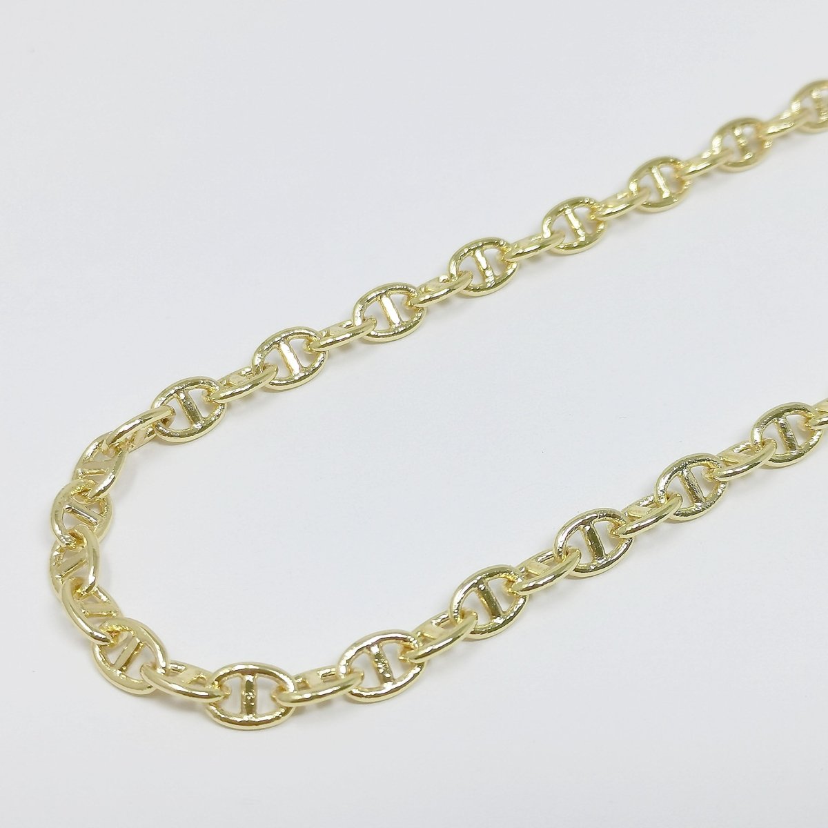 24K Gold Filled Anchor Chain by Yard, Gold Filled Mariner Chain by Yard, Wholesale bulk Roll Chain for Jewelry Making 5x9mm | ROLL-355 Clearance Pricing - DLUXCA