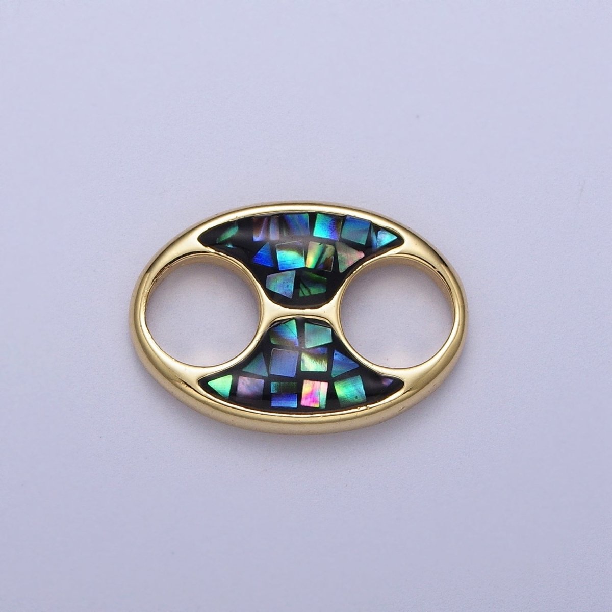 24K Gold Filled Anchor Gucci Tab Blue, Black, White, Green, Pink Shell Opal Charm | C-125 C-146 C-147 C-151 C-161 - DLUXCA