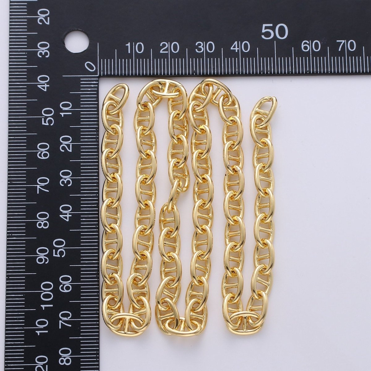 24K Gold filled Anchor Mariner Chain, 5x9mm Link Bracelet, Anklet or Necklace, Jewelry for Men and Women Necklace Component | ROLL-239 Clearance Pricing - DLUXCA