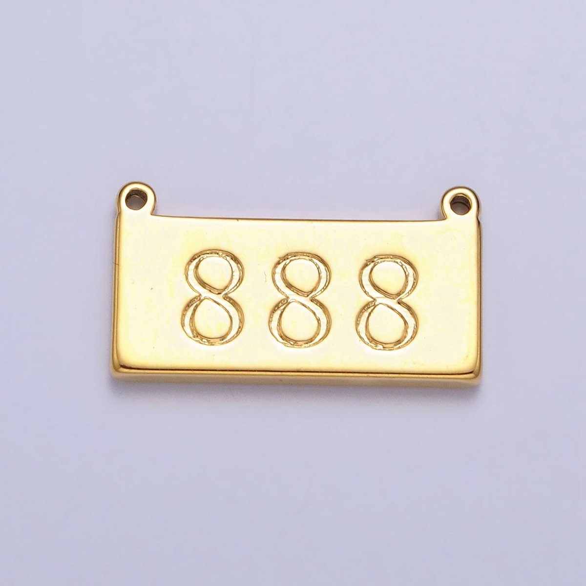 24K Gold Filled Angel Number Numerology Engraved Rectangular Tag Charm Connector | AA791 - AA800 - DLUXCA
